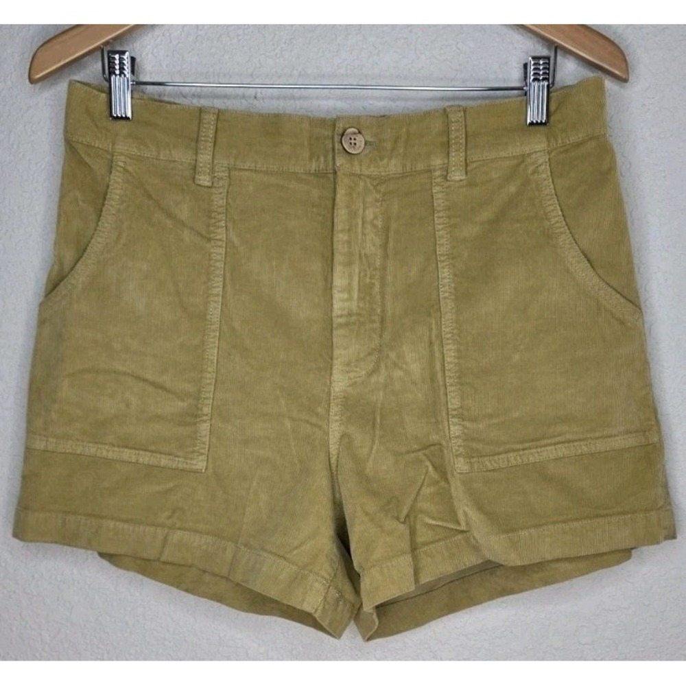 Faherty Corduroy Patch Pocket Shorts High Waisted Women 10 Organic Cotton